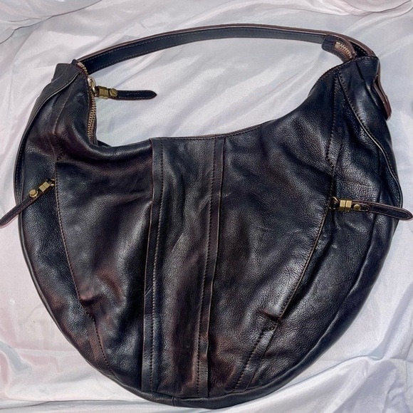 orYany Black Brown Genuine Leather Hobo Bag. Big Bag!